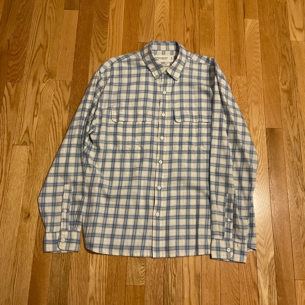 Abercrombie & Fitch Shirt Mens Blue Plaid Long Sleeve‎ Size M